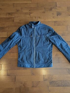 Kenneth Cole New York Blue Moto Jacket - Lightweight Bomber Field Coat - Size M